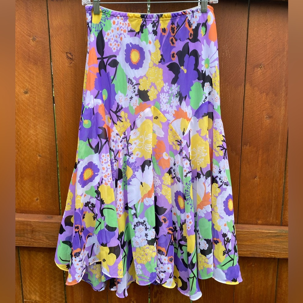 Vintage Bob Mackie Wearable Art Floral Chiffon Skirt